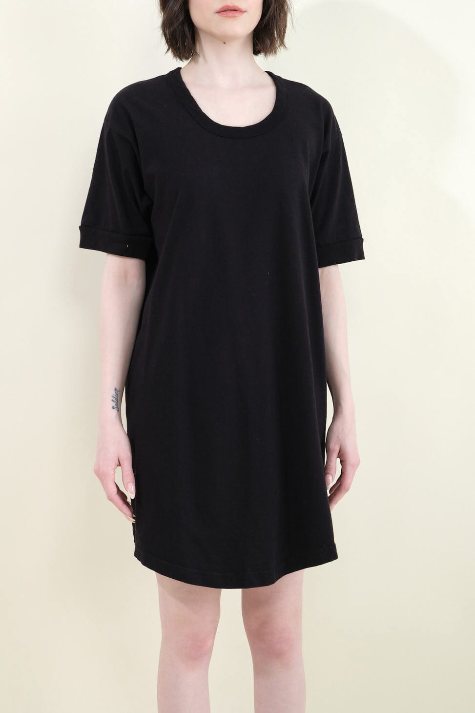 Front of Scoop Tee Dress in Black