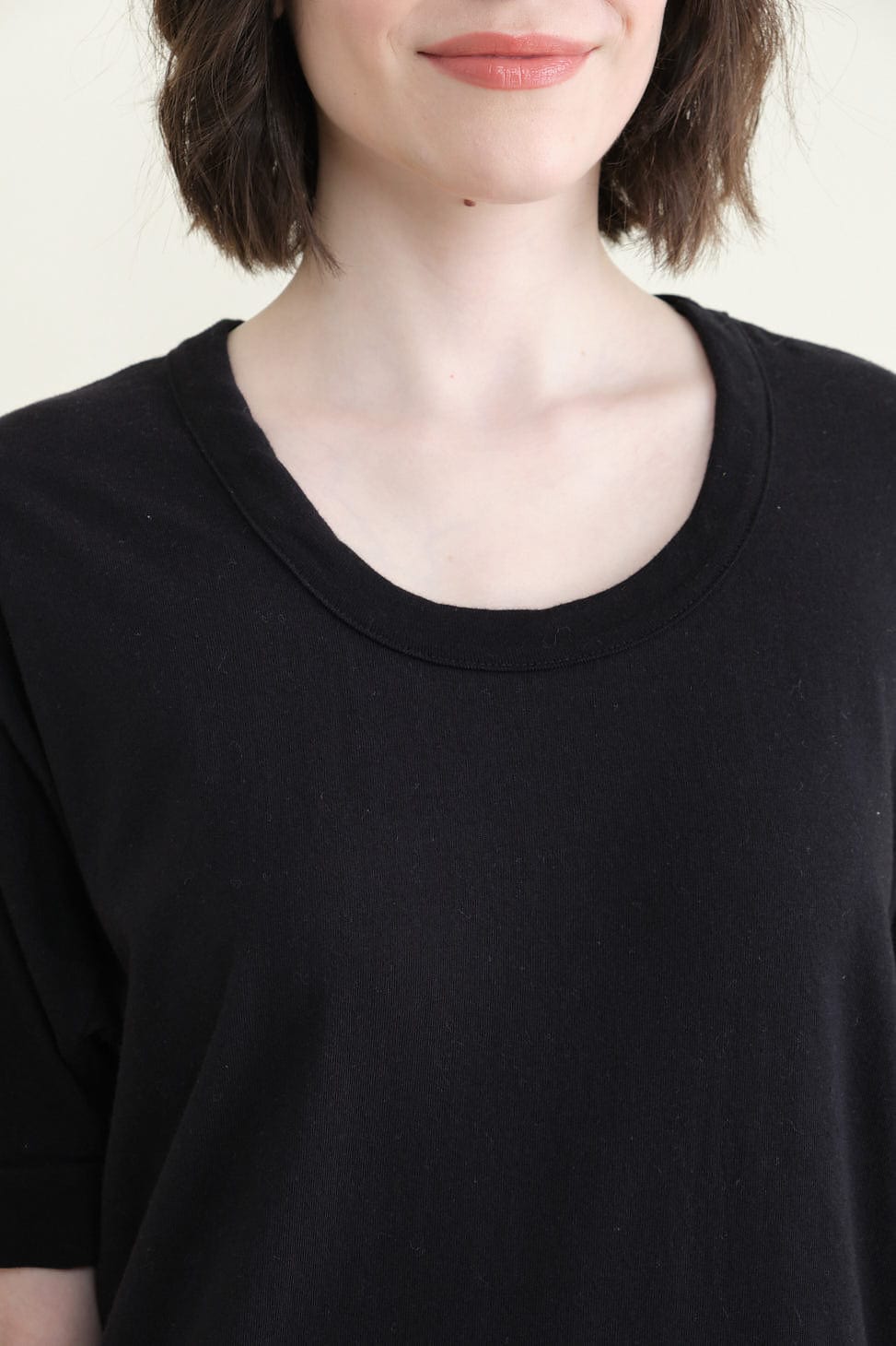 Neckline on Scoop Tee Dress in Black