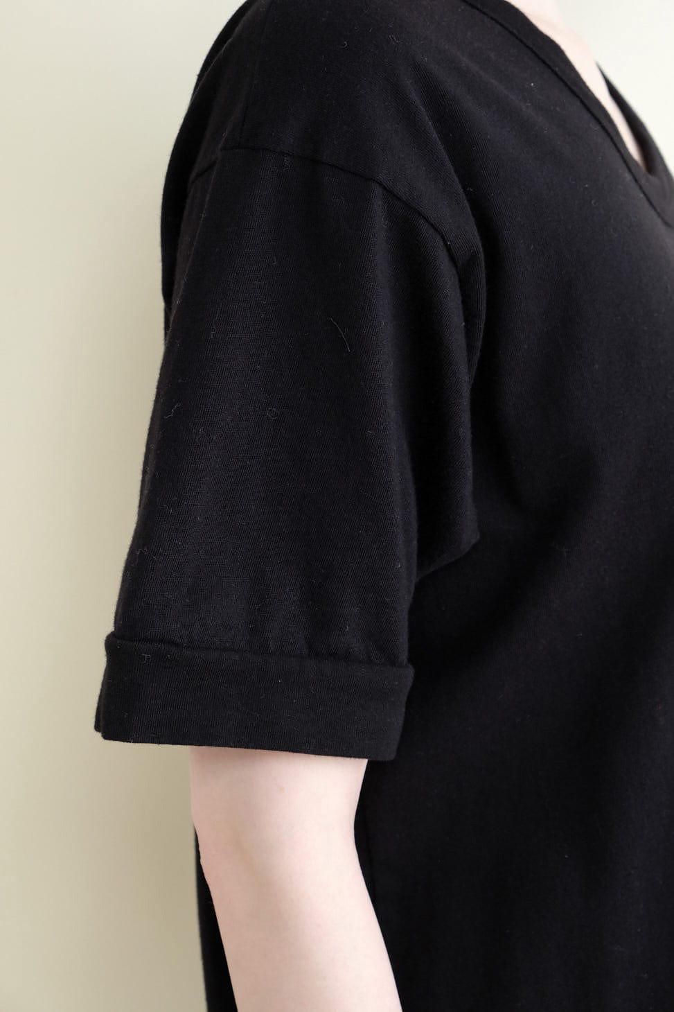 Sleeve on Scoop Tee Dress in Black