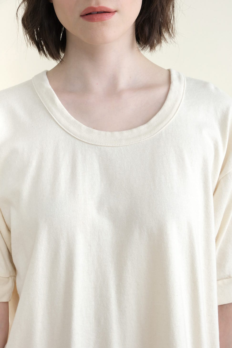 Neckline on Scoop Tee Dress in Natural