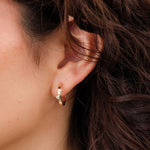 WWAKE Jewelry Earrings Diamond Bove Hoops Earrings 14K Yellow Gold / Pair