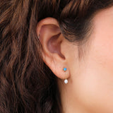 WWAKE Jewelry Earrings Large Opal and Pearl Shower Earrings 14K Yellow Gold / Pair