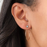 WWAKE Jewelry Earrings Large Opal Stud Hoops Earrings Opal