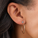 WWAKE Jewelry Earrings Large Opal Stud Hoops Earrings Opal