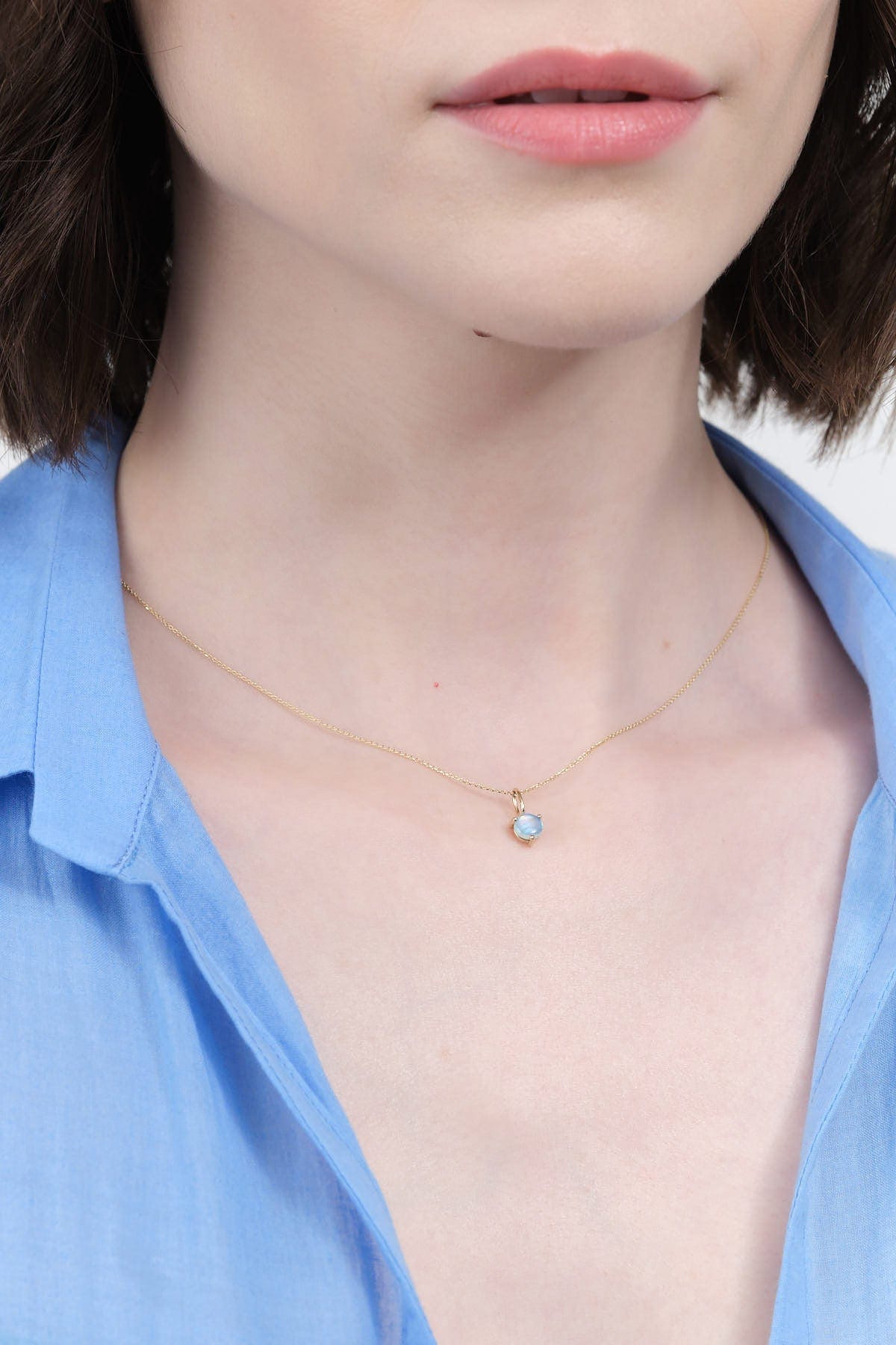 WWAKE Jewelry Necklaces Medium Round Solo Charm Opal / Charm Only