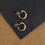 WWAKE Jewelry Earrings Narrow Ripple Hoops 10K Yellow Gold