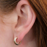 WWAKE Jewelry Earrings Narrow Ripple Hoops 10K Yellow Gold