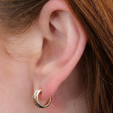 WWAKE Jewelry Earrings Narrow Ripple Hoops 10K Yellow Gold