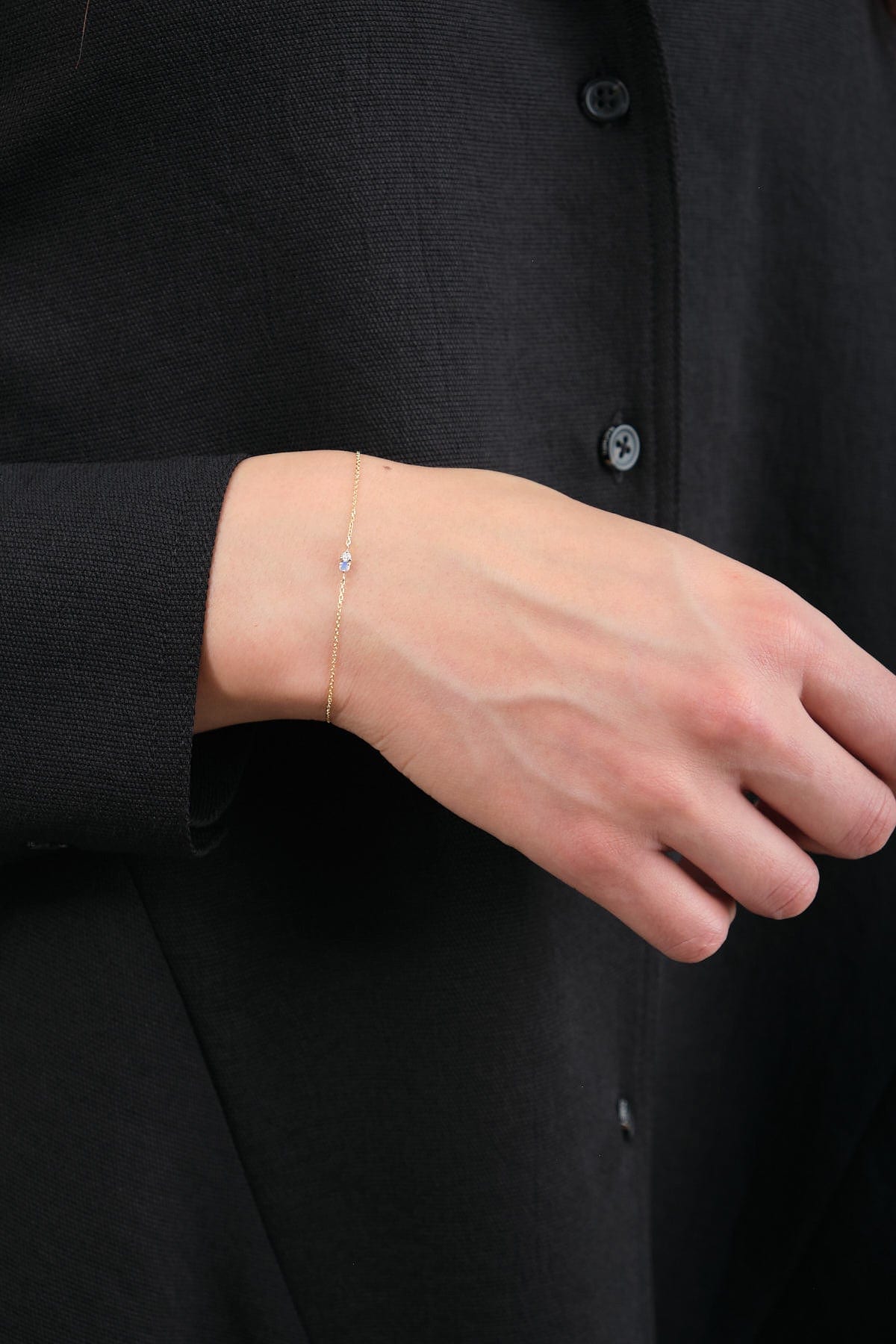 WWAKE 14K Gold Bracelet with Opal and Diamond