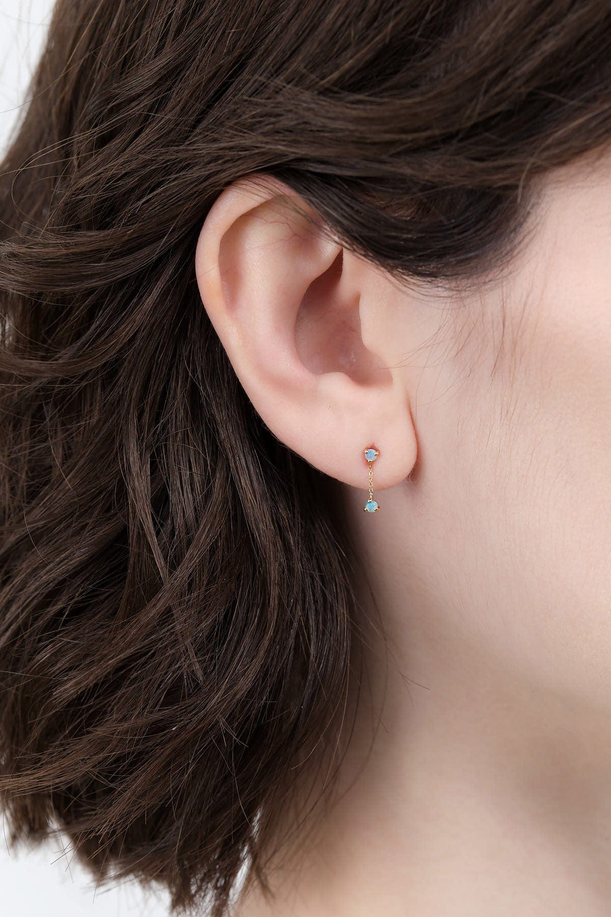 WWAKE Jewelry Earrings Small Two Step Chain Earring Opal