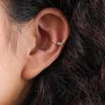 WWAKE Jewelry Earrings Two Step Ear Cuff Opal and Diamond