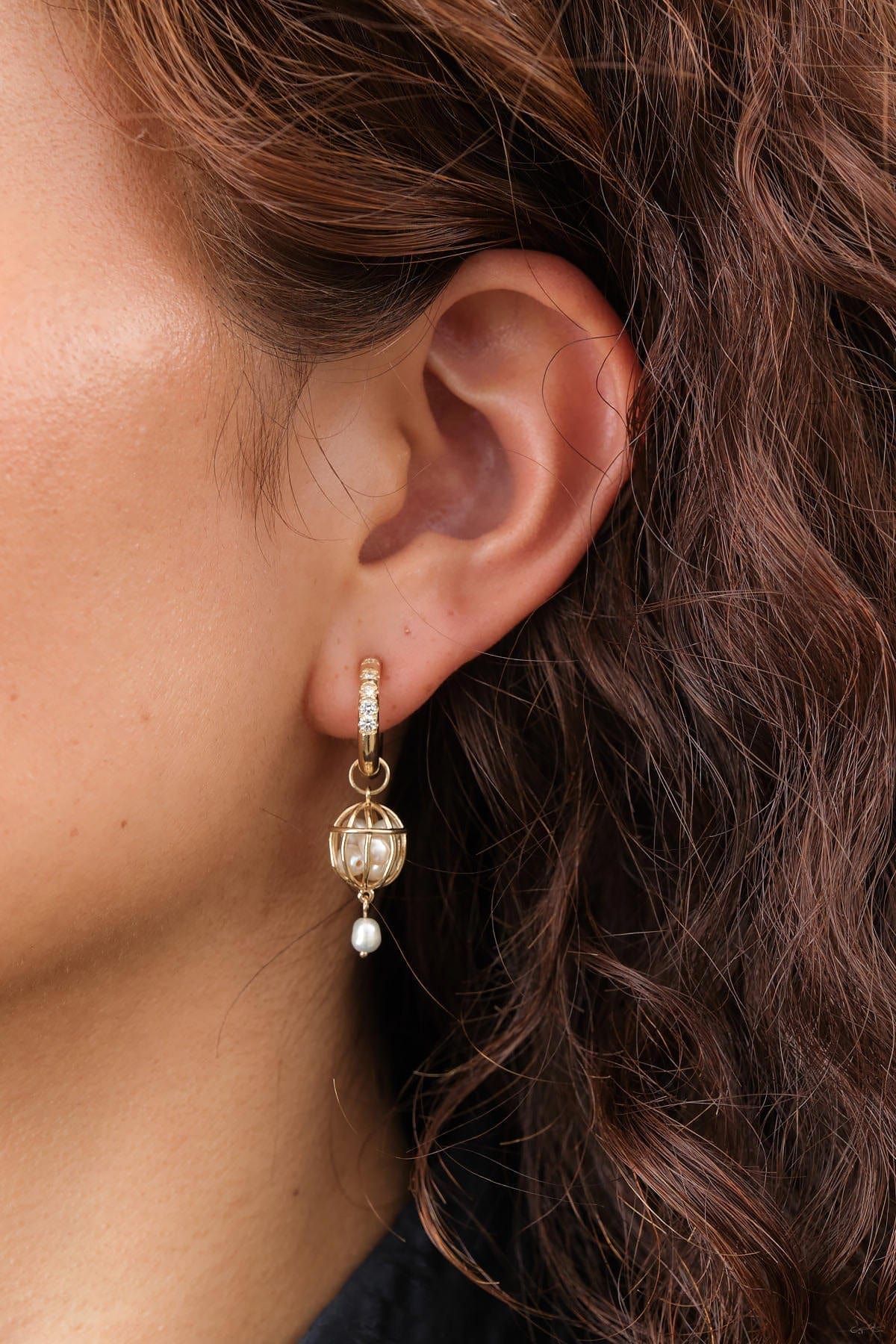 WWAKE Jewelry Earrings Universe Diamond and Pearl Earrings Diamond and Pearl