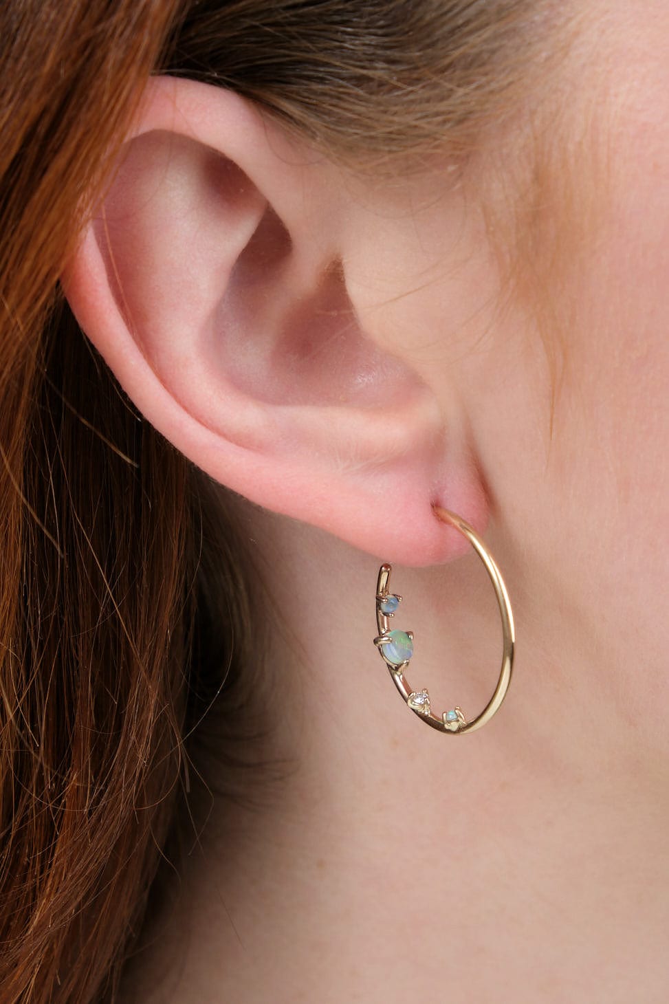 WWAKE Jewelry Earrings Inverted Hoop Earrings Opal / Pair