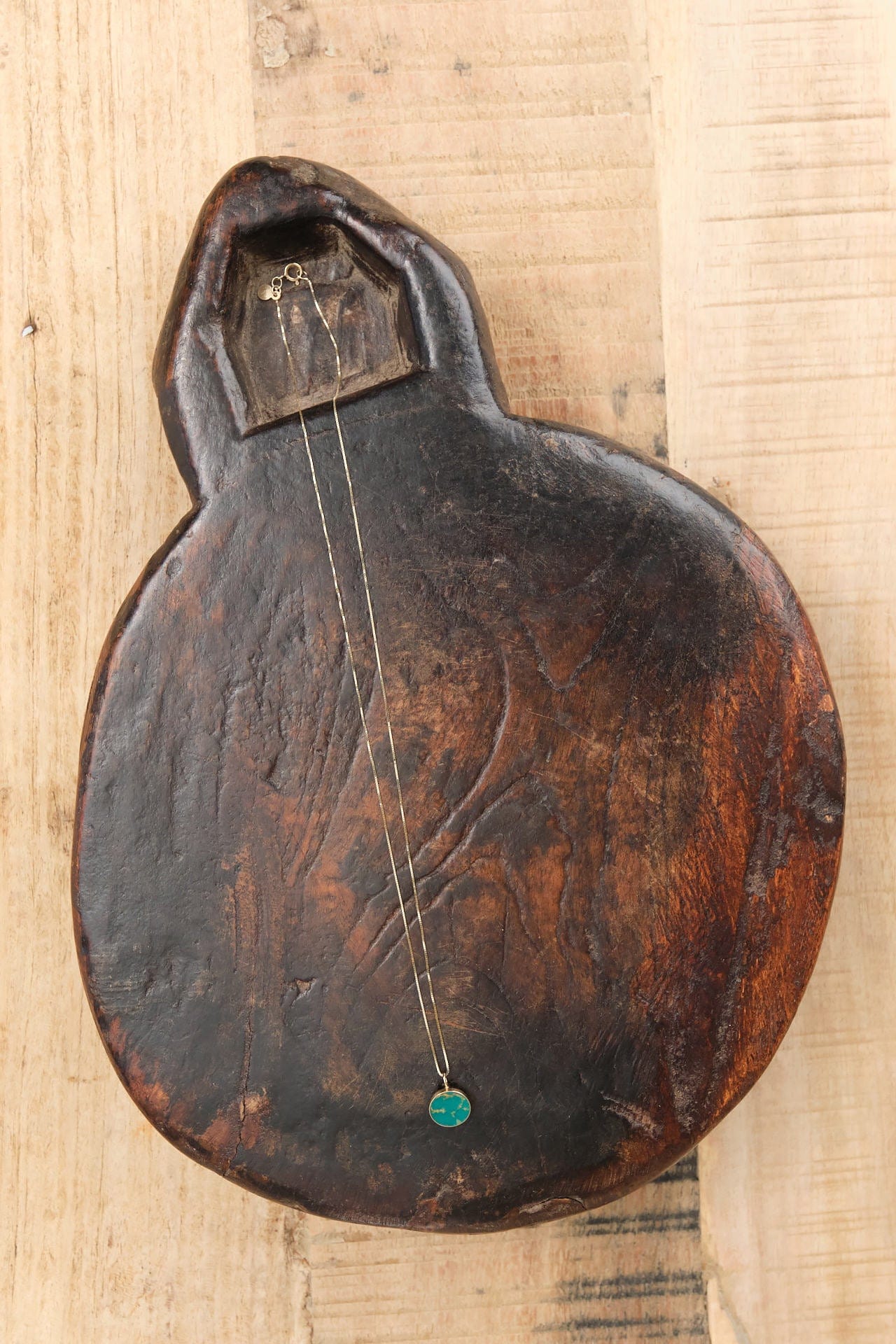 Young In The Mountains Jewelry Necklaces Circ Necklace in Kingman Gold Green Turquoise 14K Yellow Gold / 18" Chain