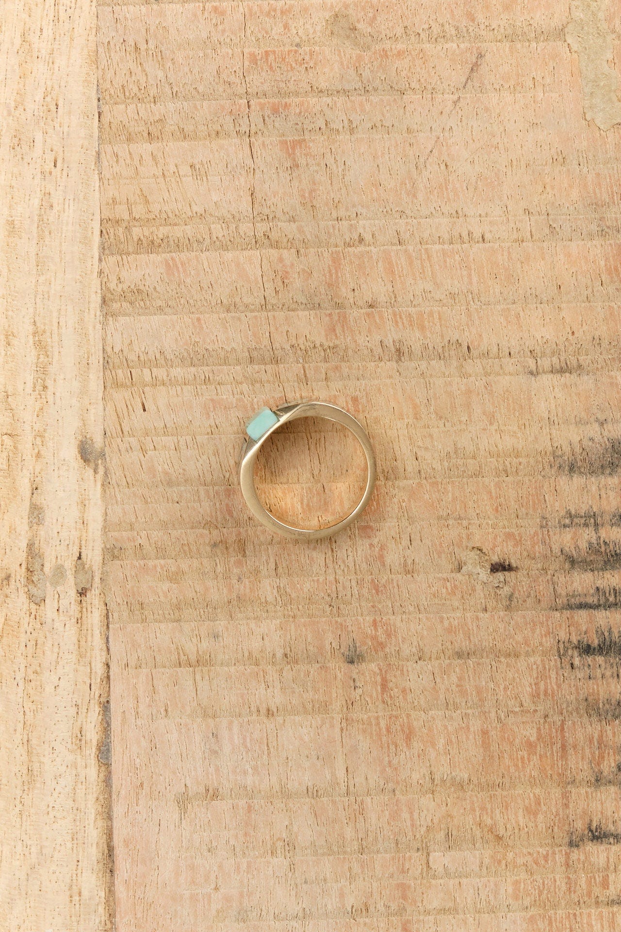 Young In The Mountains Jewelry Rings Feronia Inlay Band Ring in Broken Arrow Turquoise 14K Yellow Gold / 6.75