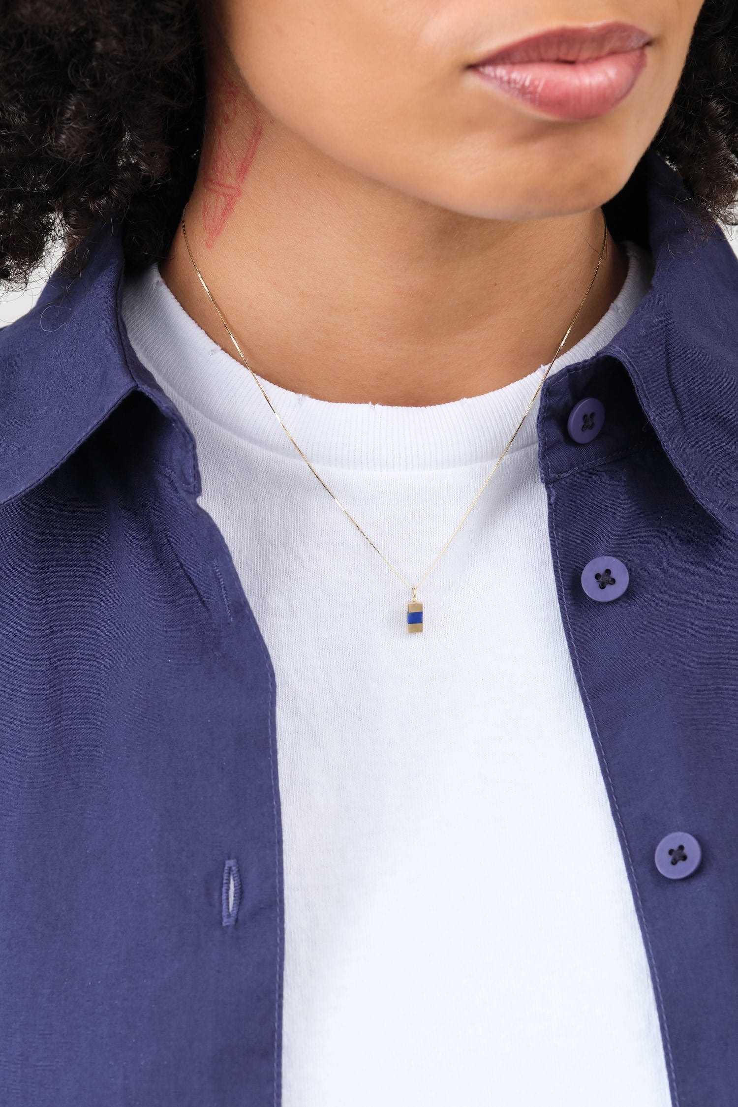 Young In The Mountains Jewelry Necklaces Keel Necklace with Colorado Lapis 14K Yellow Gold / 16" Chain