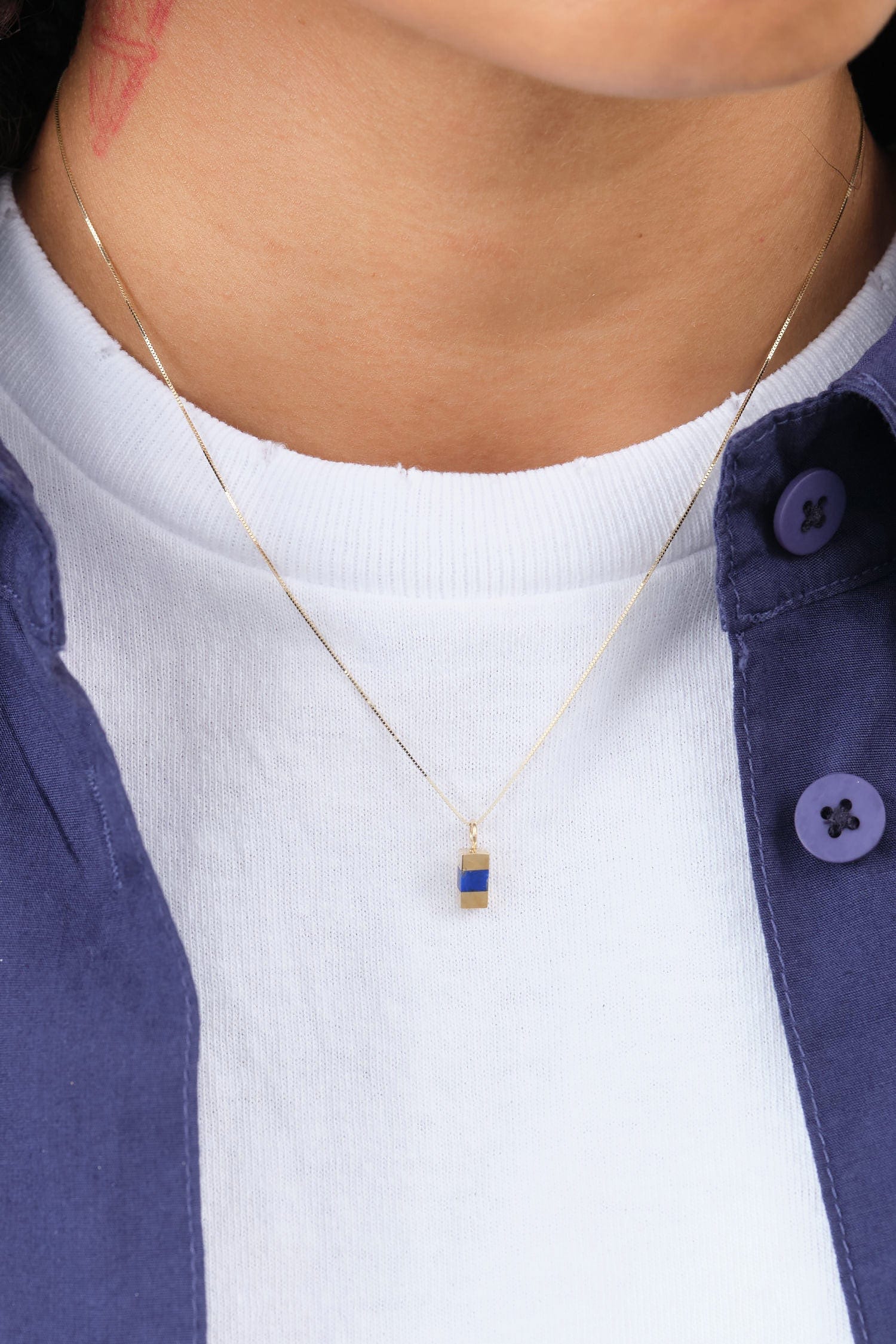 Young In The Mountains Jewelry Necklaces Keel Necklace with Colorado Lapis 14K Yellow Gold / 16" Chain
