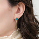 Young In The Mountains Jewelry Earrings Kingman Turquoise Playa Hoop Earrings 14K Yellow Gold / 1.25" Dia