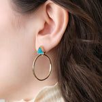 Young In The Mountains Jewelry Earrings Kingman Turquoise Playa Hoop Earrings 14K Yellow Gold / 1.25" Dia