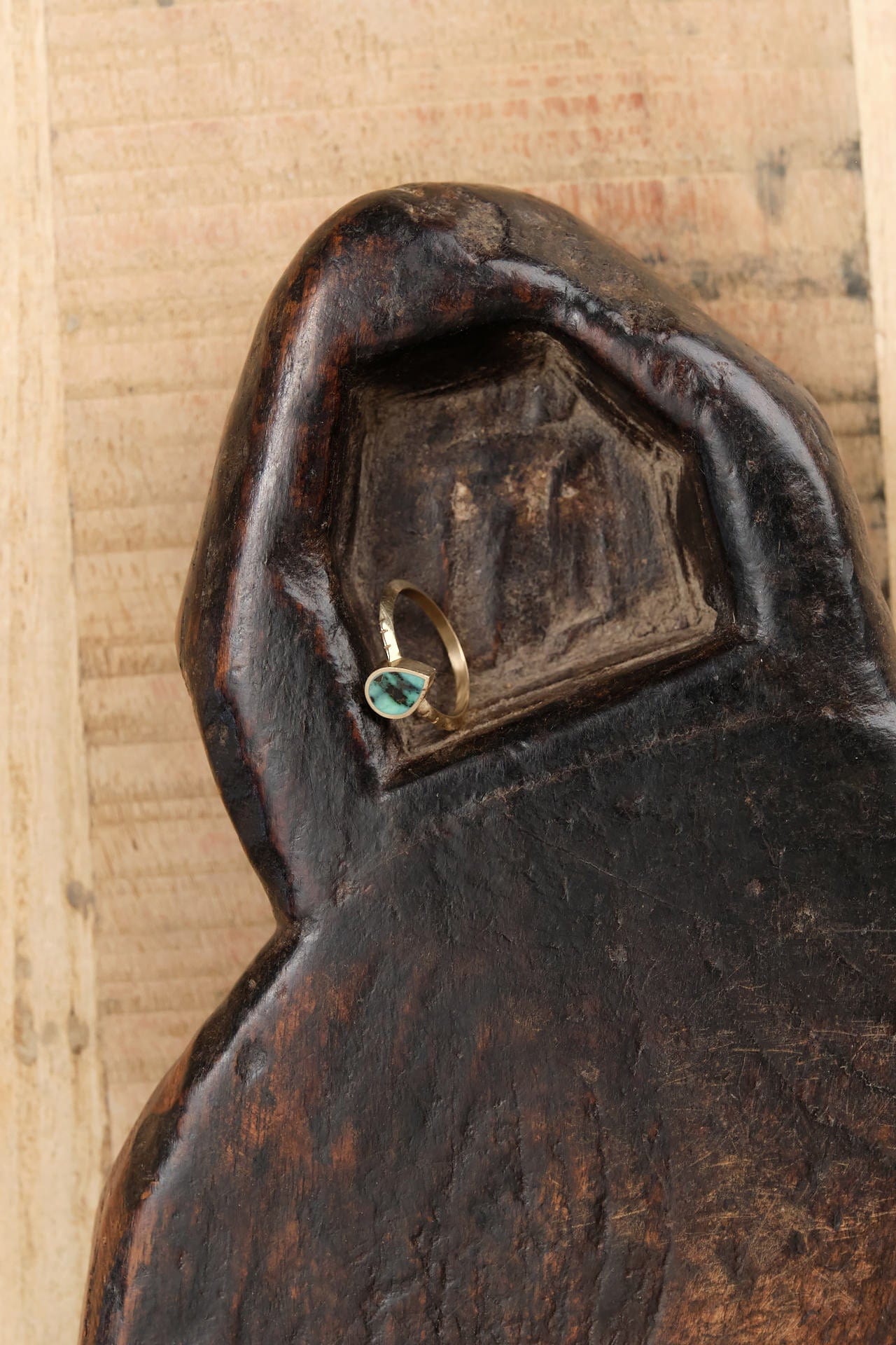 Young In The Mountains Jewelry Rings Poire Ring in Snowville Variquoise 14K Yellow Gold / 6.75