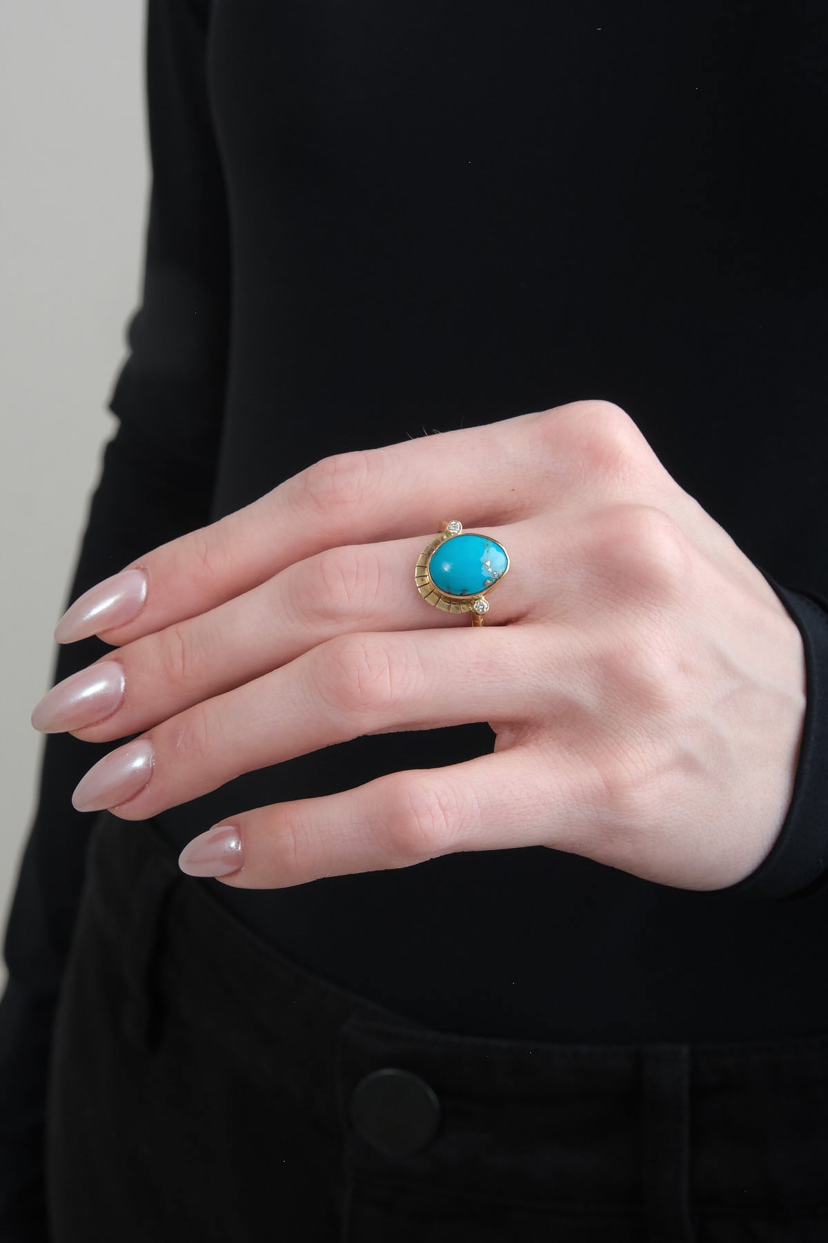 Young in the Mountains Reina Ring with Kingman Pyrite Turquoise