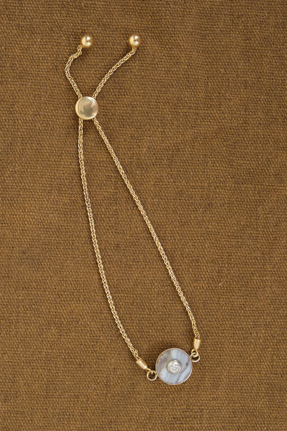 Cerclen Bolo Style Bracelet in Sow Belly Agate flat