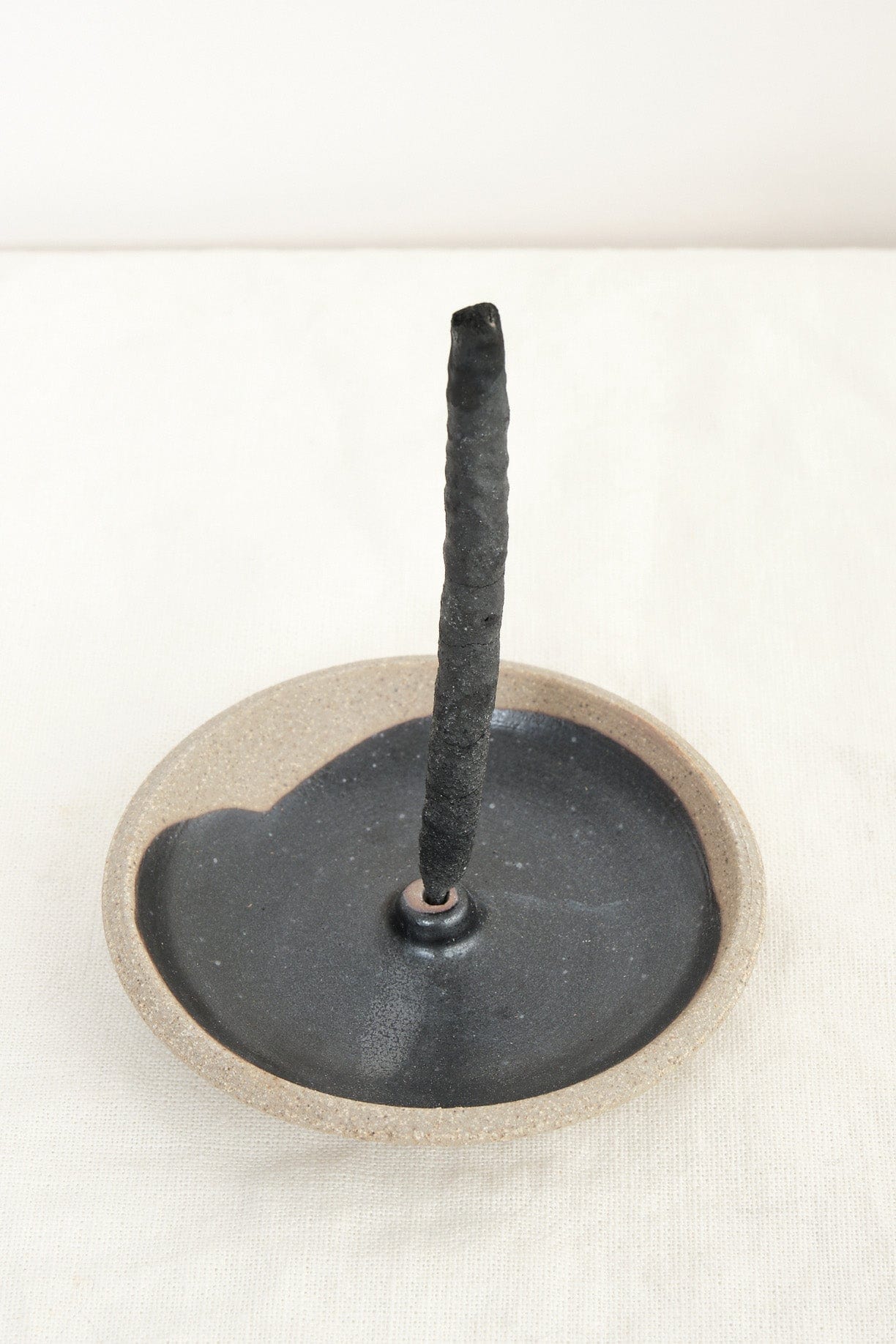 Incausa Home Incense Stoneware Clay Incense Burner in Black Black