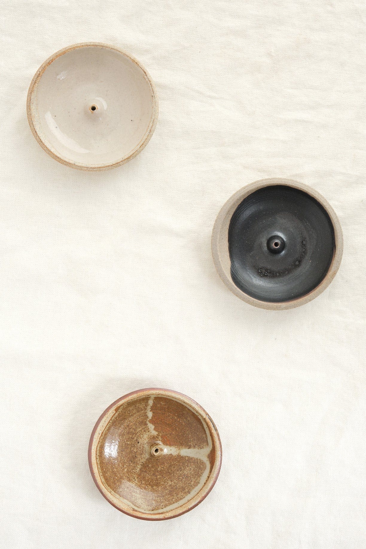 Incausa Home Incense Stoneware Clay Incense Burner in Black Black