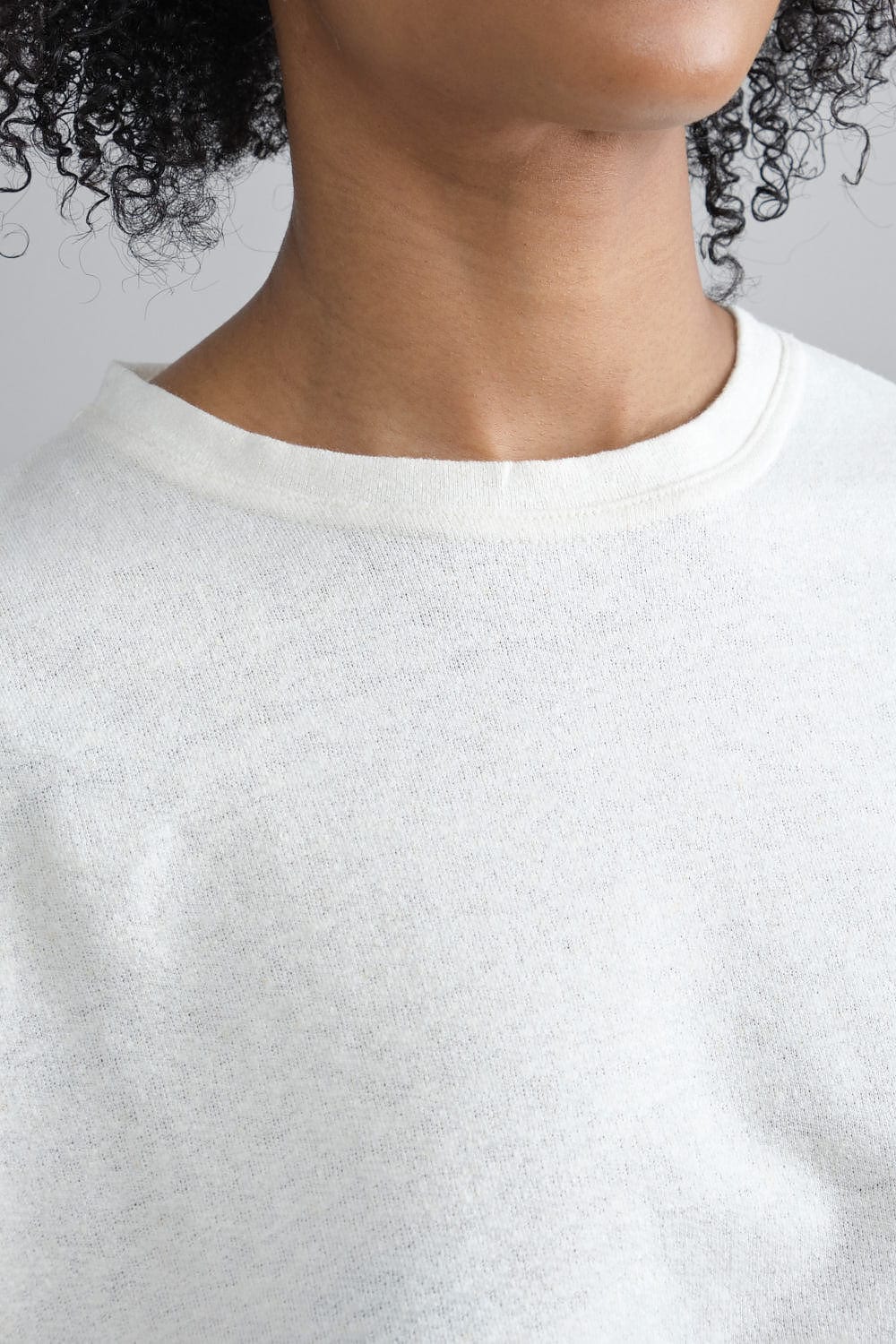 Neckline on Signature Cropped Tee in Off White