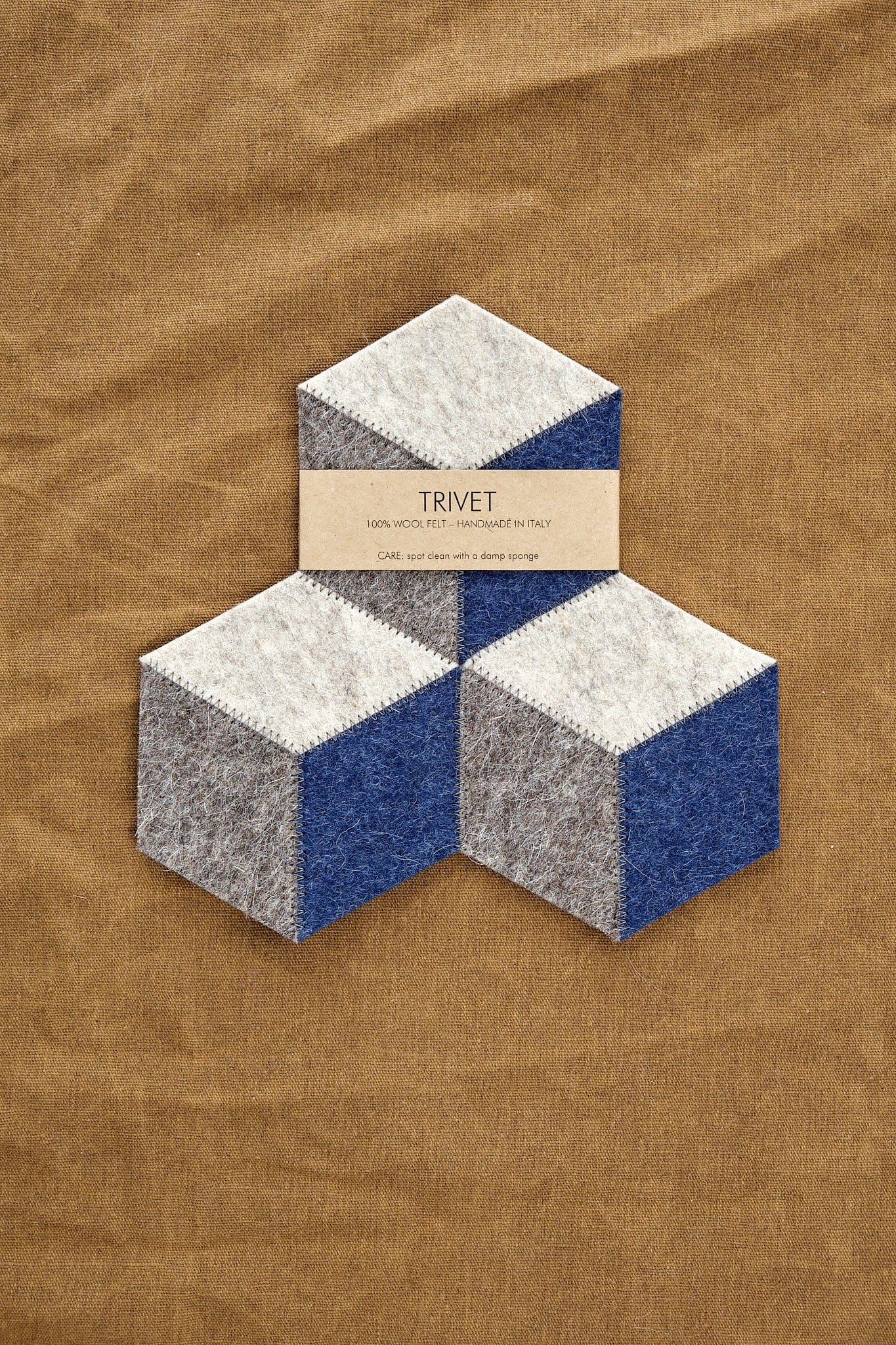 Anonima Mente Design Hexagonal Felt Trivet navy