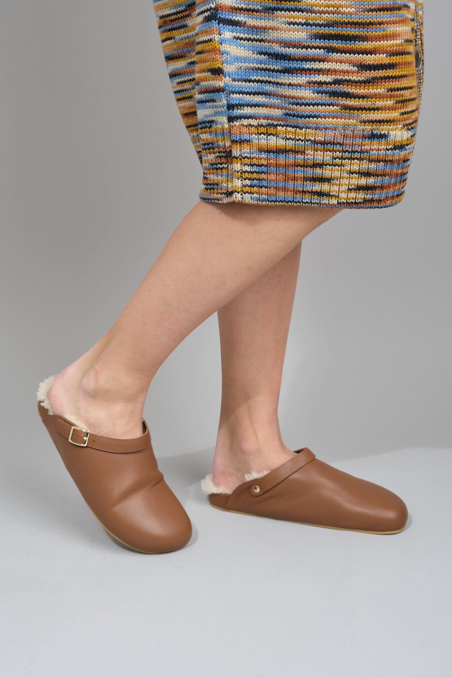 Clog with Shearling in Umber