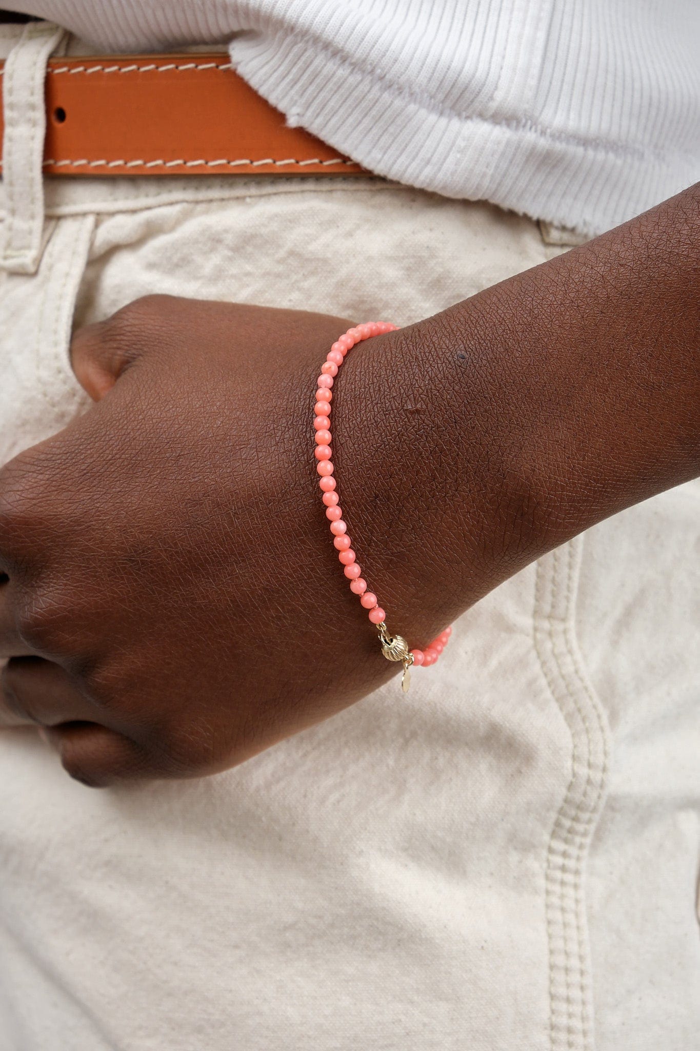 Beatrice Valenzuela Jewelry Bracelets Pink Bamboo Coral Bracelet Pink Bamboo Coral / 7" Chain