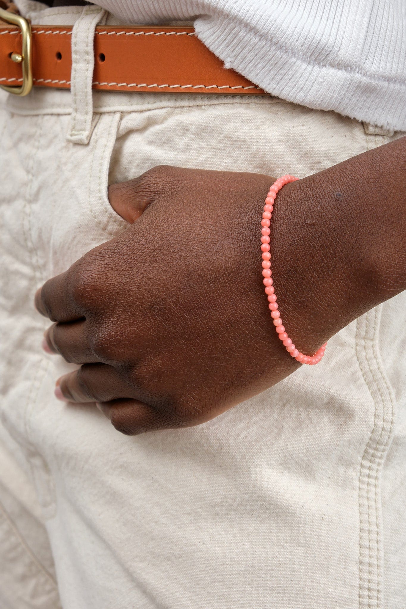 Beatrice Valenzuela Jewelry Bracelets Pink Bamboo Coral Bracelet Pink Bamboo Coral / 7" Chain