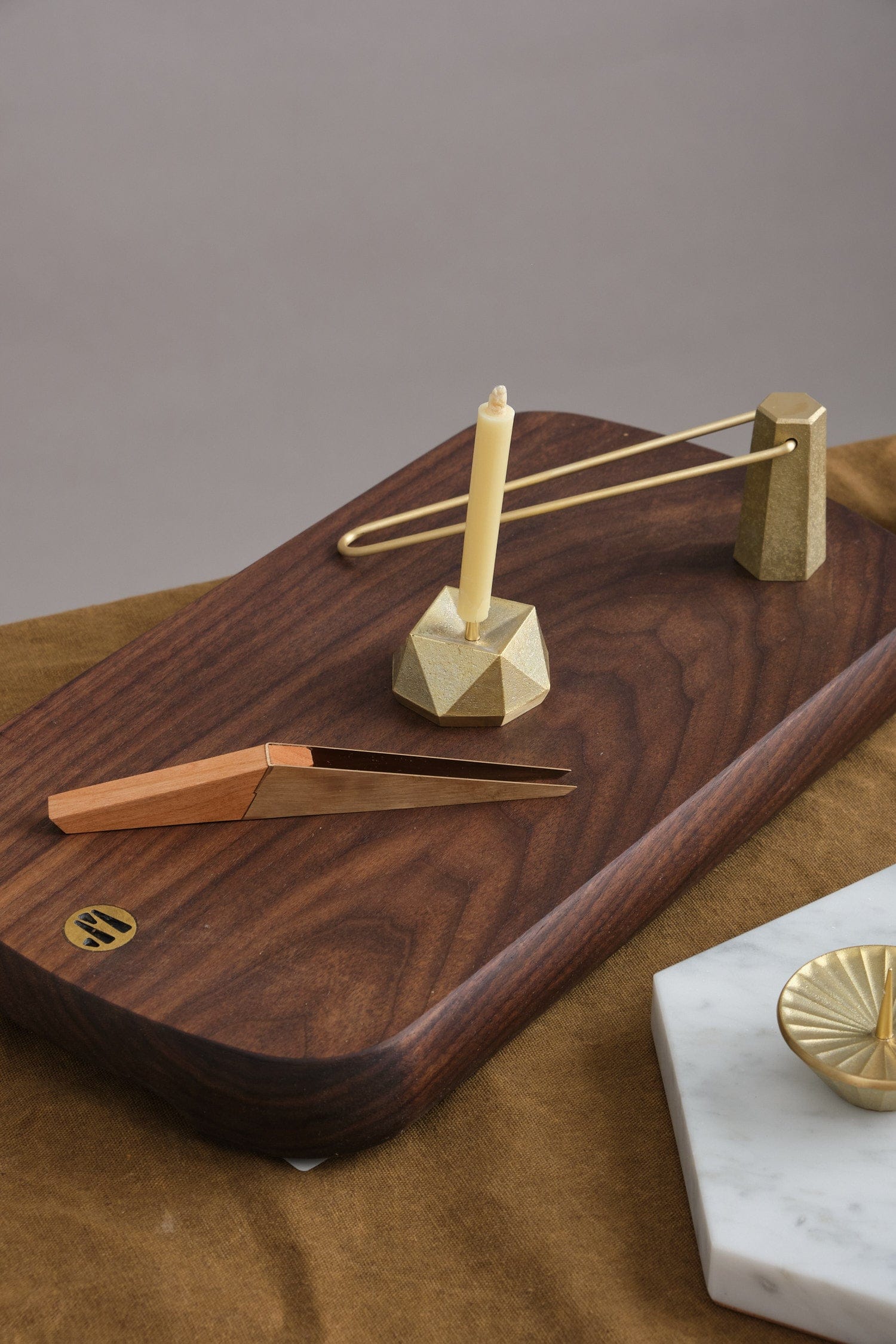Daiyo Home Candle Holders Square Brass Candle Stand Brass / 2" D X 1.5" H