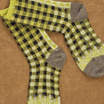 Kapital Accessories Socks and Tights 144 Yarns Gingham Check See-Through Socks in Light Green
