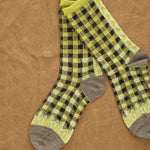 Kapital Accessories Socks and Tights 144 Yarns Gingham Check See-Through Socks in Light Green