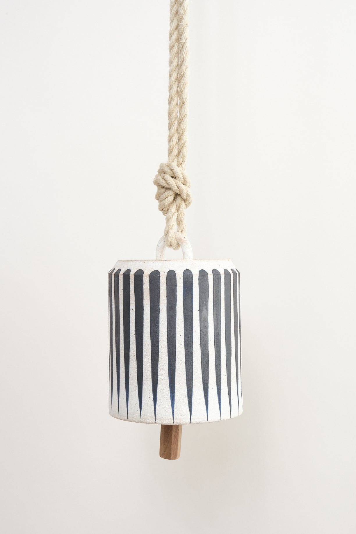 MQuan Art Ceramics Large Wide Thrown Bell in Indigo Stripes Indigo Stripes / 7.75" H X 6.5" D