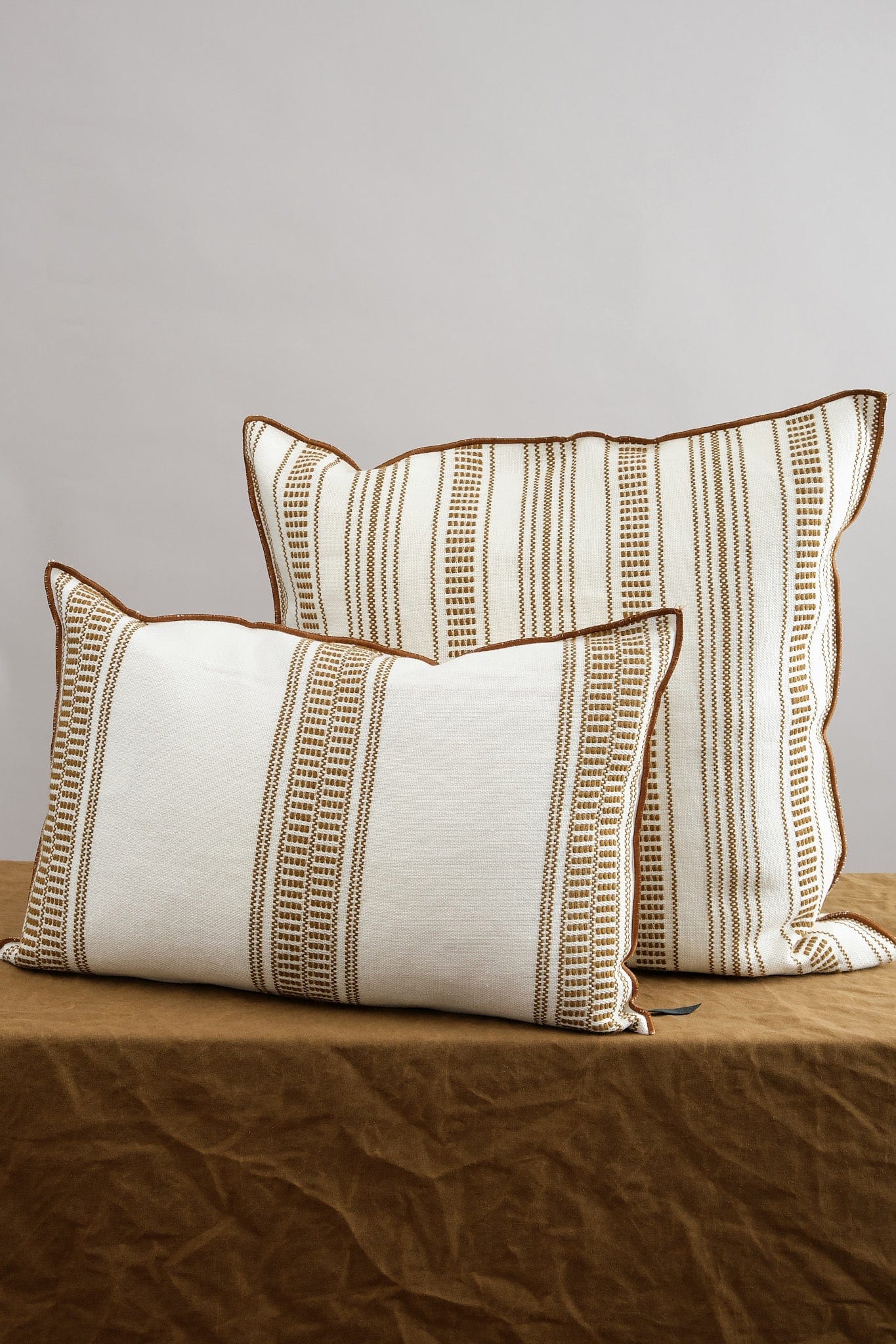 Maison De Vacances Home Pillows 26" X 26" Fine Embroidered Canvas Cyclades Cushion Fine Havane / 26" X 26"