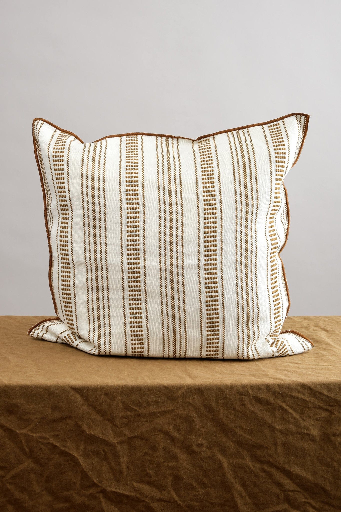 Maison De Vacances Home Pillows 26" X 26" Fine Embroidered Canvas Cyclades Cushion Fine Havane / 26" X 26"