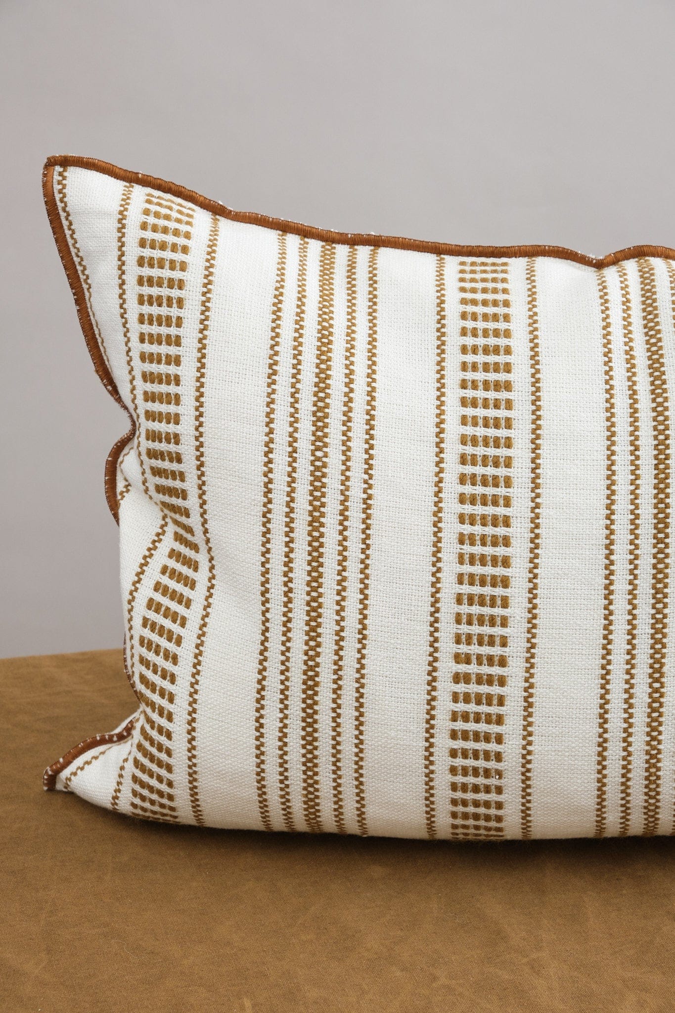 Maison De Vacances Home Pillows 26" X 26" Fine Embroidered Canvas Cyclades Cushion Fine Havane / 26" X 26"