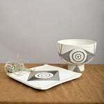 Matthew Ward Studio Art Ceramics Footed Mask Platter White