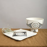 Matthew Ward Studio Art Ceramics Footed Mask Platter White