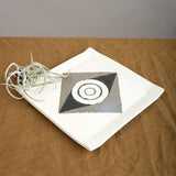 Matthew Ward Studio Art Ceramics Footed Mask Platter White