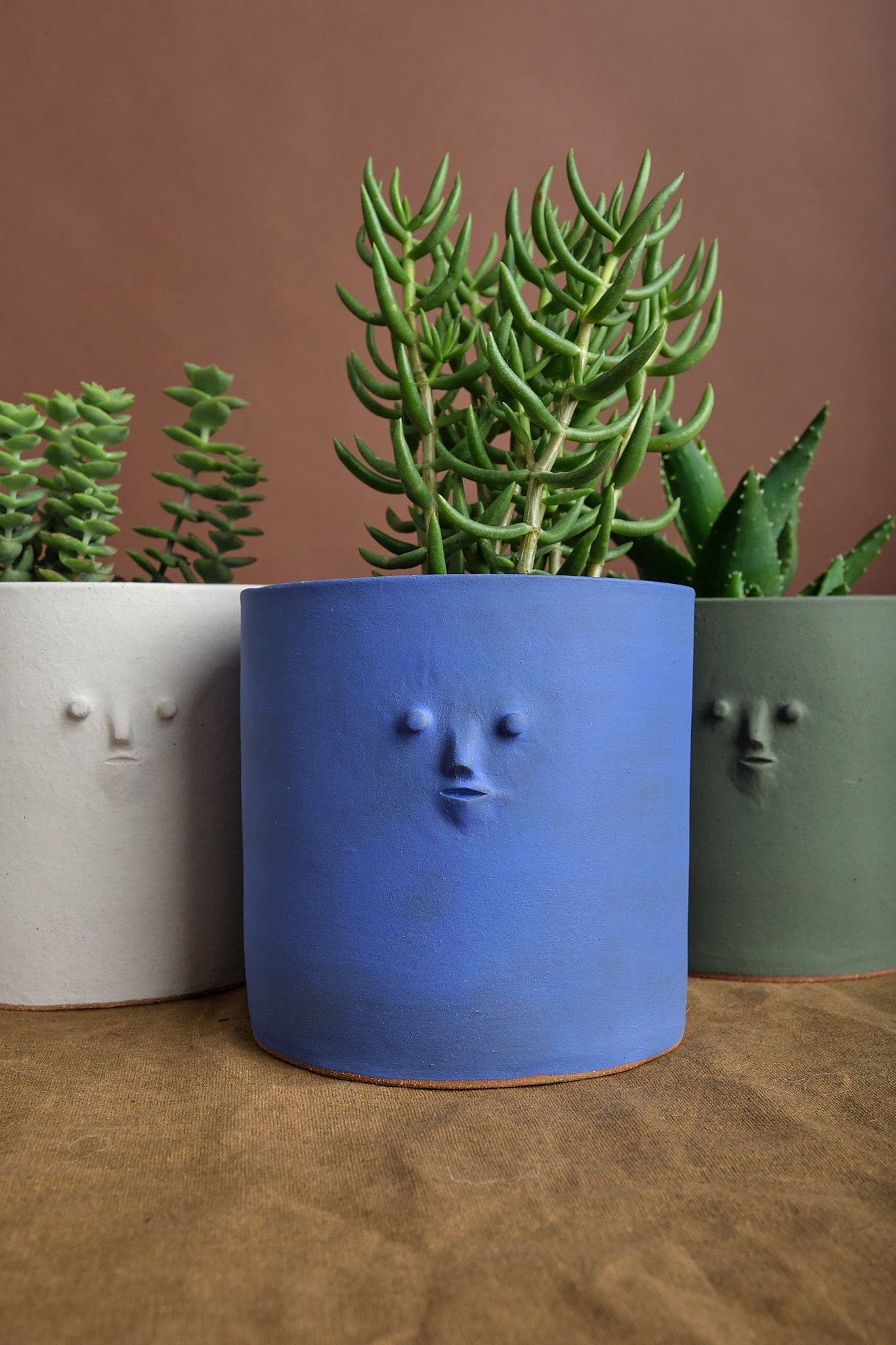 Rami Kim Studio Home Planters Mini Face Planter in Mongolian Green Mongolian Green
