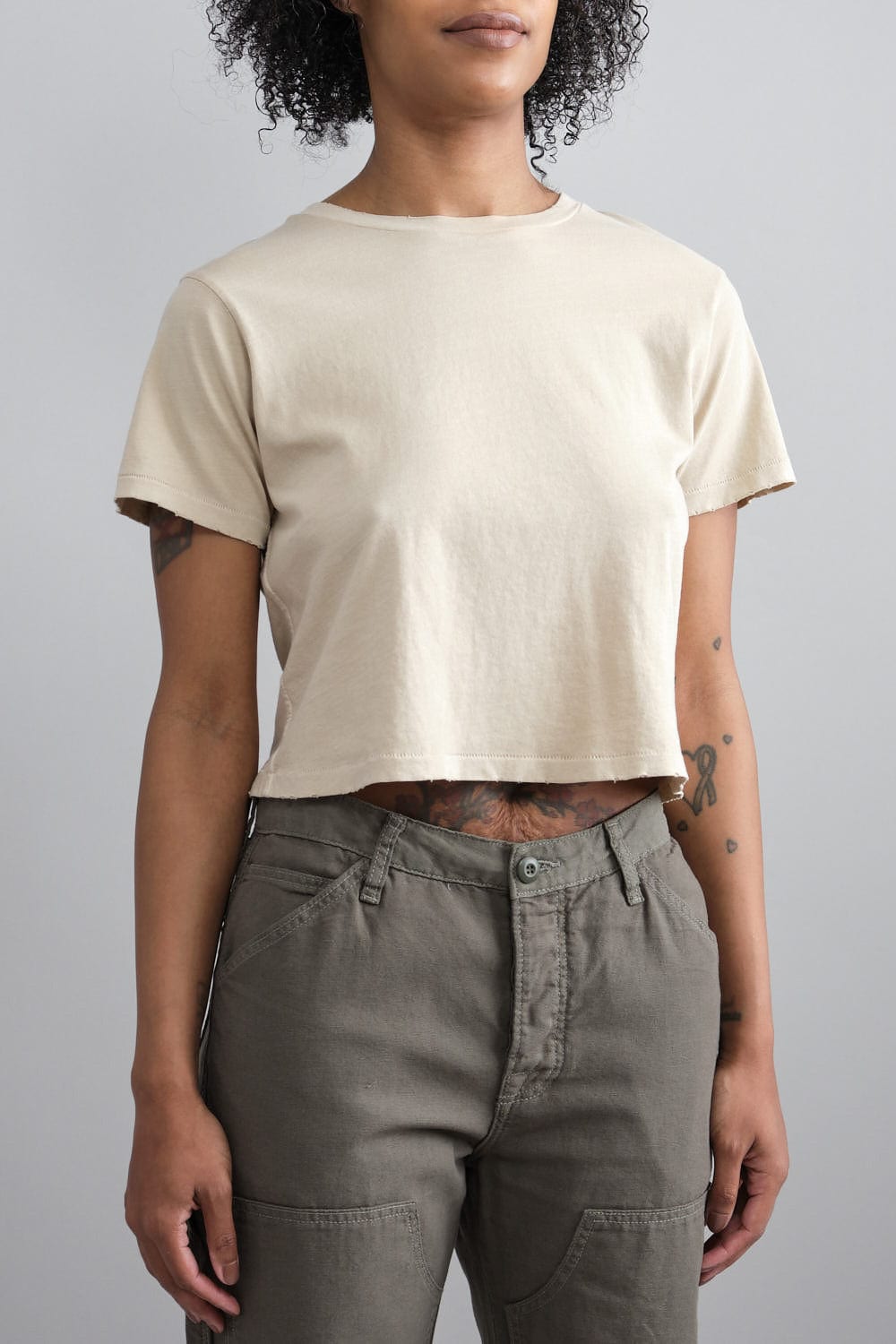 Front of Babe Tee in Oatmilk