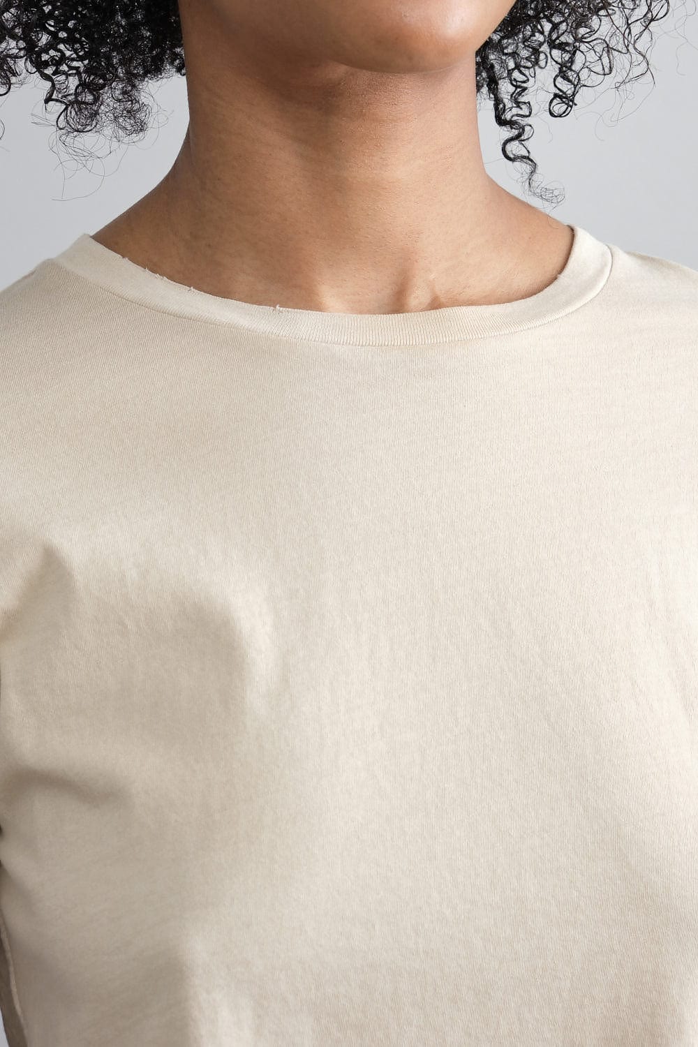 Neckline on Babe Tee in Oatmilk