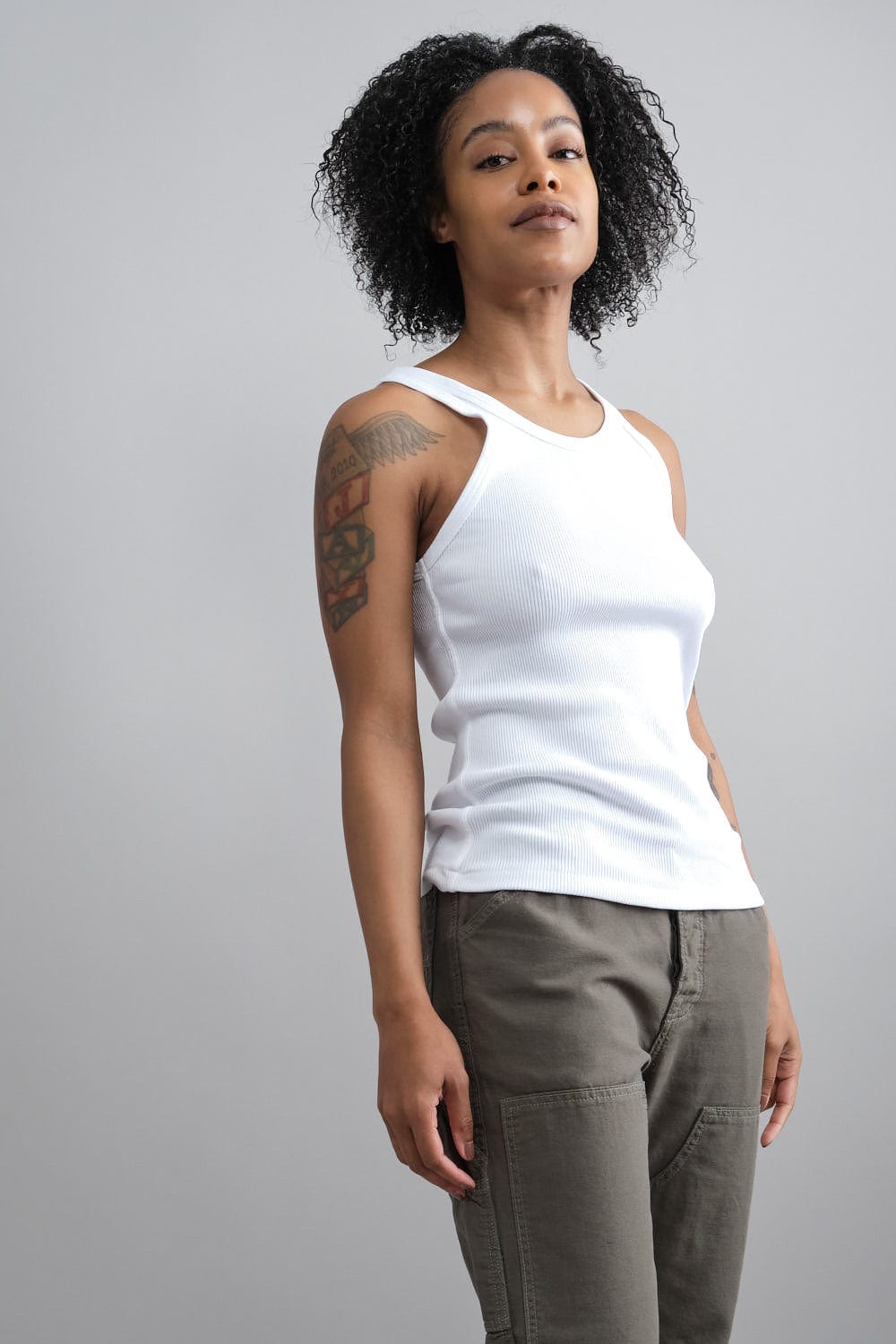 Long Rib Tank in White