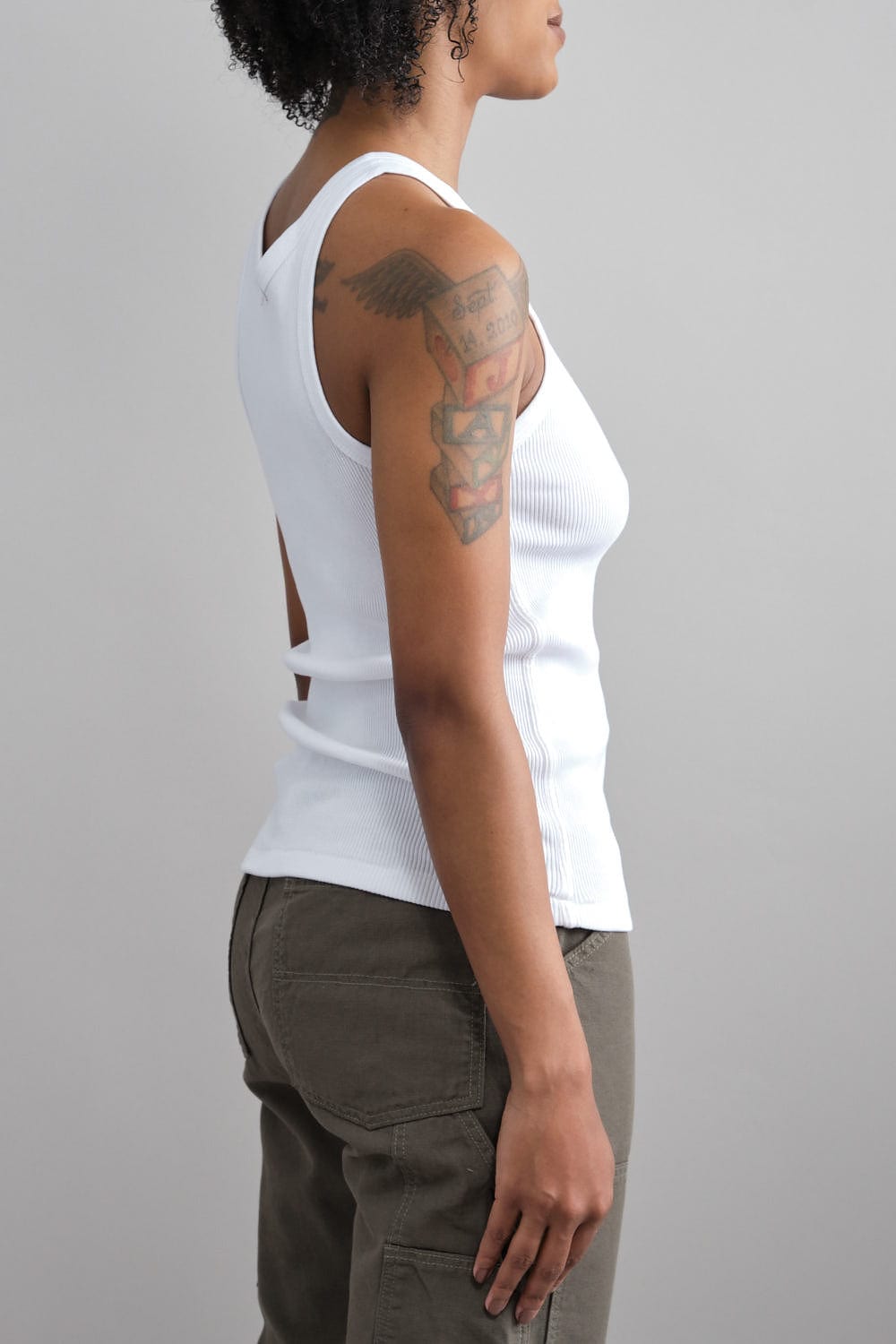 Side of Long Rib Tank in White