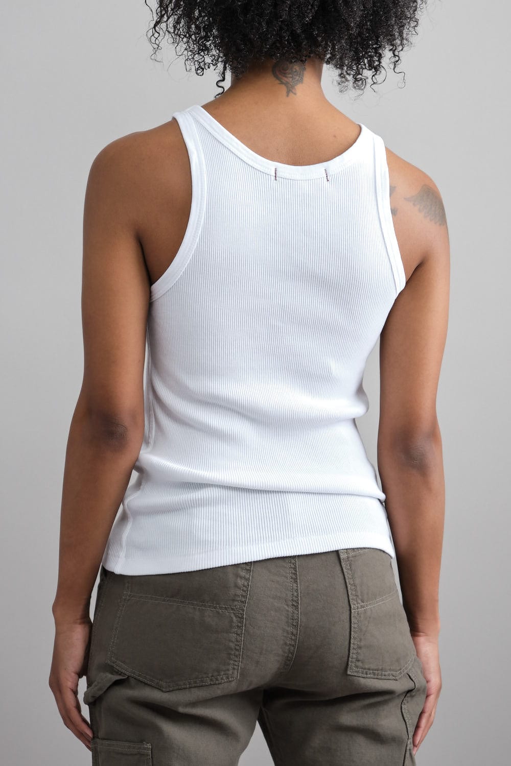 Back of Long Rib Tank in White