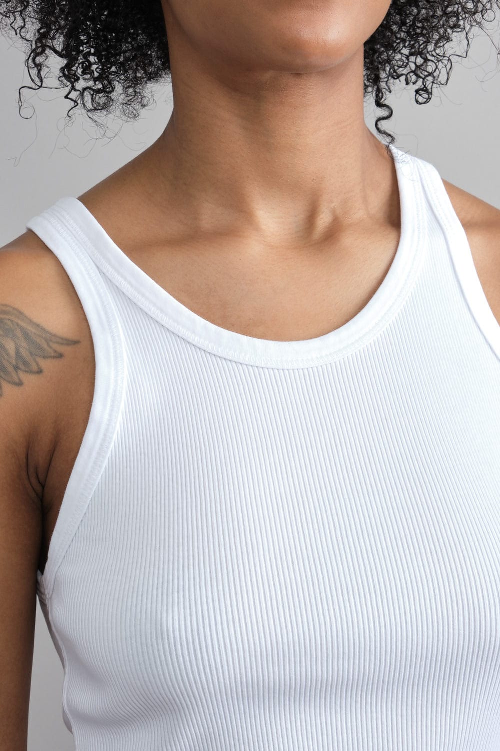 Neckline on long rib tank